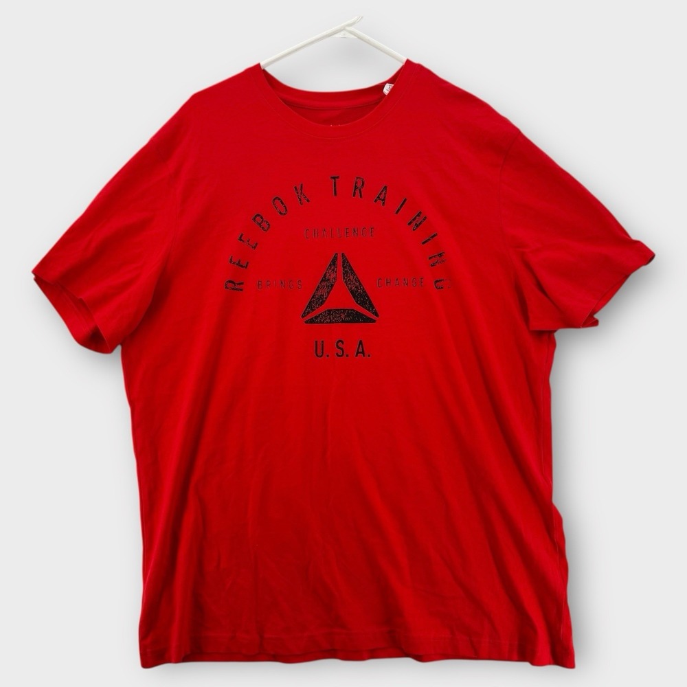 Reebok Training T-Shirt Mens 2XL Red USA Graphic‎ Slim Fit Cotton Athletic NWT